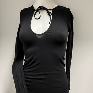 Long sleeve tight shirt with tie. Free people